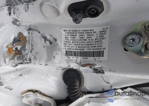 2019 Honda Civic Lx z USA, uszkodzony, nr VIN 2HGFC2F68KH505406